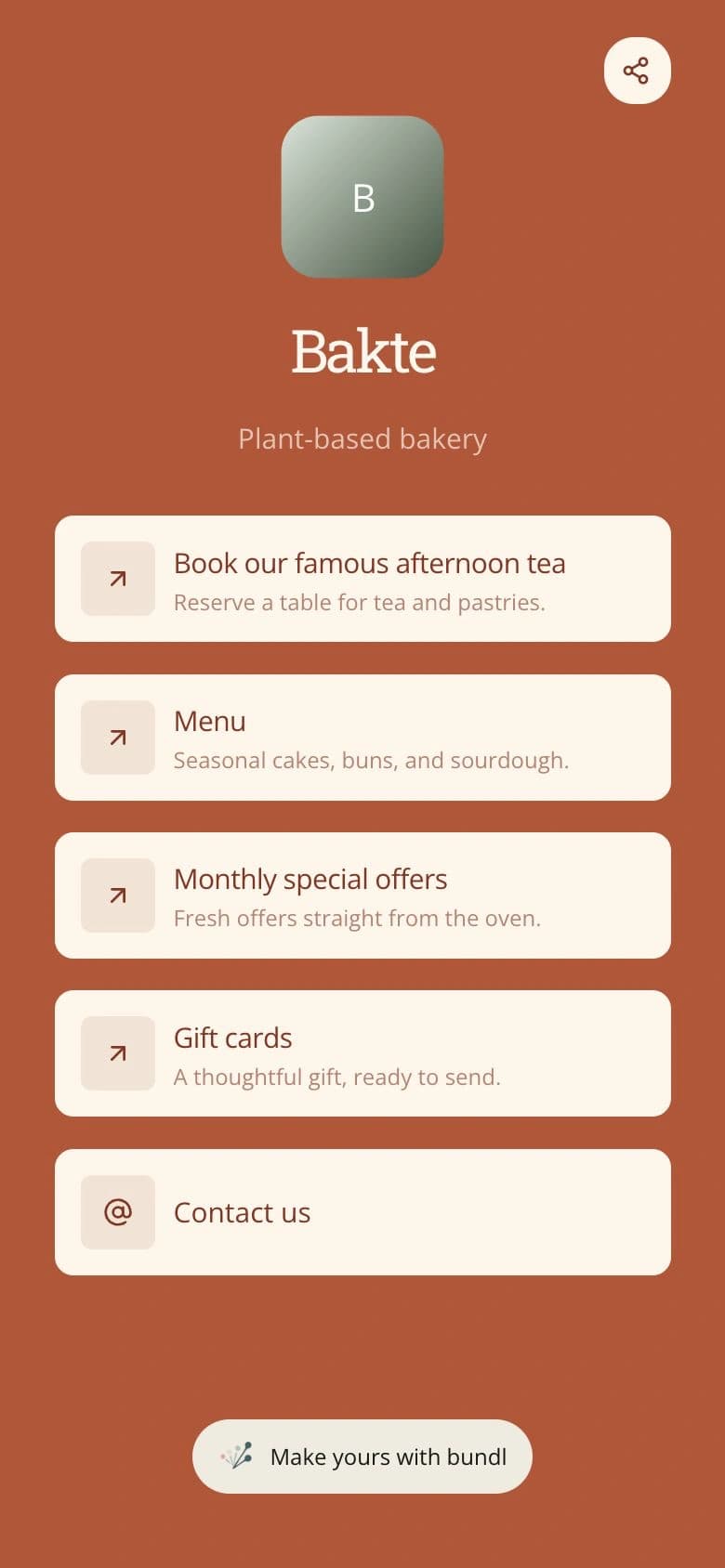 Bakte template preview