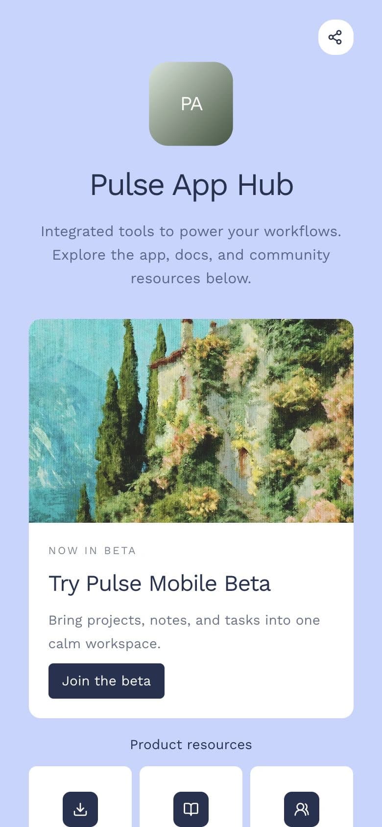 Pulse App Hub template preview